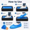 Automatic Black Shoe Cover Dispenser with 200 Blue Disposable Covers, Non Slip Shoe Cover Machine, High Quality Hands-Free Shoe Cover Machine for Home, Office, Hospital, Factory, Silver Indoors.