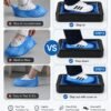 Automatic Black Shoe Cover Dispenser with 200 Blue Disposable Covers, Non Slip Shoe Cover Machine, High Quality Hands-Free Shoe Cover Machine for Home, Office, Hospital, Factory, Silver Indoors.