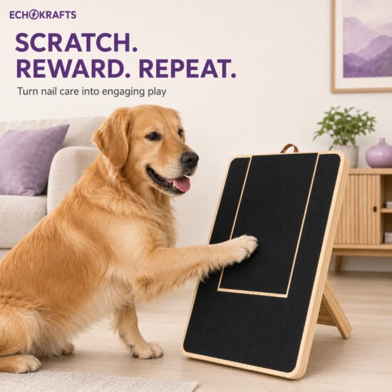 Dog Nail Scratch Board Wooden – Foldable Stand with 2 Extra self adhesive Sheets