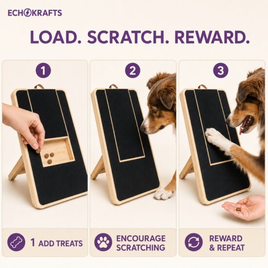 Dog Nail Scratch Board Wooden – Foldable Stand with 2 Extra self adhesive Sheets