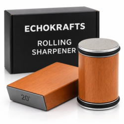 ECHOKRAFTS Rolling Knife Sharpener Kitchen Knife Sharpening Tool with 15 and 20 Degree Guides