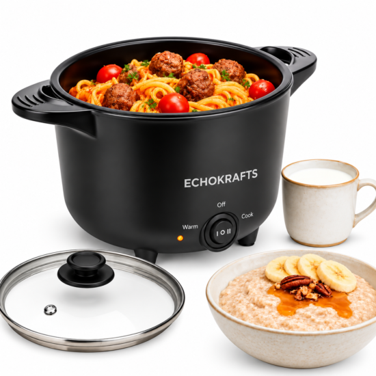 Mini Electric Hot Pot & Rice Cooker, 1-Person Single-Serve Cooking Pot with Non-Stick Inner Pot, Compact Instant Noodle, Soup & Hot Pot Cooker for Dorm, Small Kitchen & Office